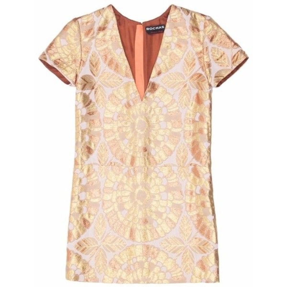 Gold Runway Floral Couture Brocade Dress - Picture 4 of 7